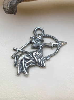 藏银饰品复古十二星座吊坠挂件合金12星座吊坠项链diy男女礼物