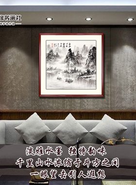 纯手绘斗方小尺寸客厅玄关挂画