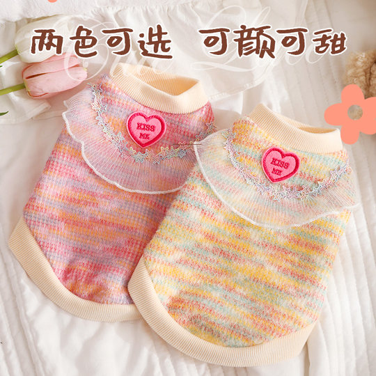 Dog clothes autumn and winter warm lace sweater