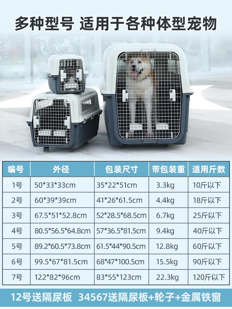 国航宠物航空箱狗狗托运箱车载狗笼子猫咪便携外出小型大型犬空运 - 图3