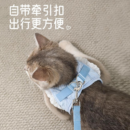 猫咪牵引绳防挣脱外出专用背心式不勒脖小猫猫幼猫胸背带遛猫绳子 - 图0
