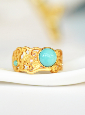 暮城珠宝男女纯银中国风绿松石