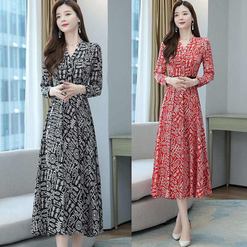 声雨竹女装清仓折扣2023年春秋装新款专柜正品国内代购长袖连衣裙