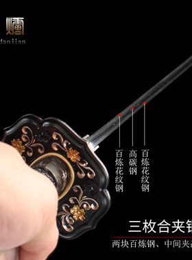 三枚合夹钢工艺镜面太刀鱼皮柄
