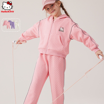 Girl Sports Suit Children Autumn Winter Clothing 2023 New CUHK Tong Jacket Pants Two Sets Foreign Air Tong Clothing