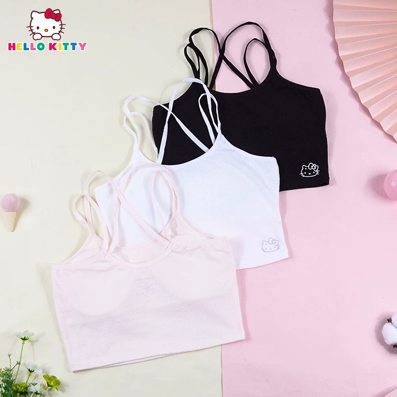 Hello Kitty, бюстгальтер для студентов, удлиненная топовая майка с чашками, бюстгальтер, 10 лет, для подростков