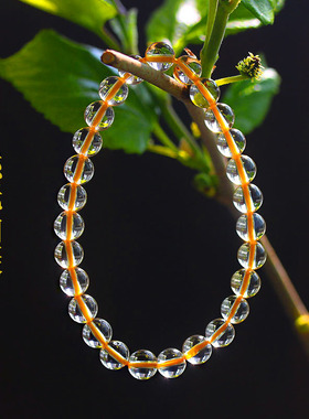 纯天然黄水晶淡黄全净体手链