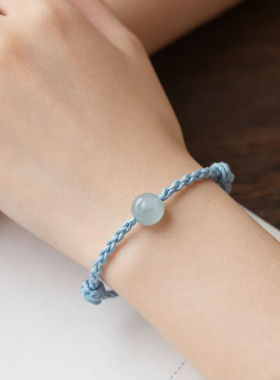 天然海蓝宝手绳喜补水编绳