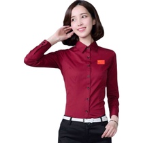 Table tennis referee dress lady long sleeve shirt 100% full cotton easy to burn referee special table tennis conserved red shirt