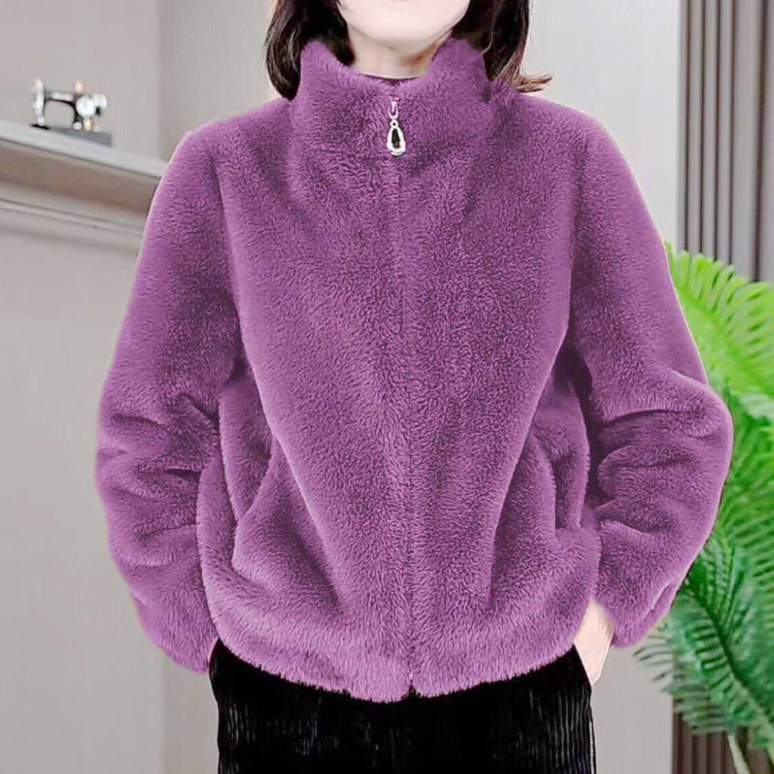 秋冬双面绒立领短外套女2025新款抓绒保暖开衫上衣百搭休闲外搭潮,淘宝优惠券,粉丝福利购,淘宝优惠卷