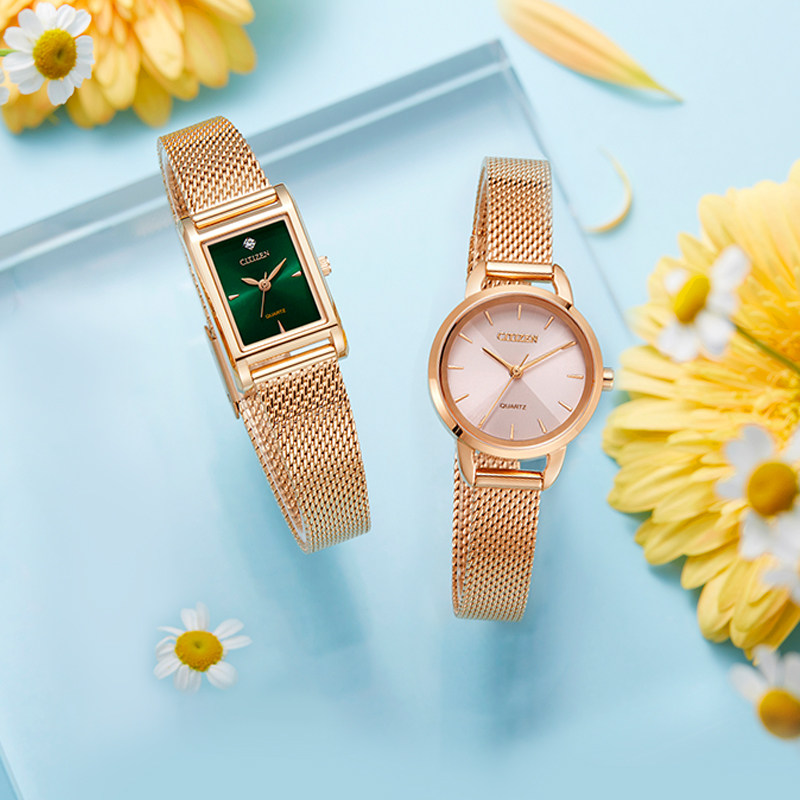 西铁城日本官方正品ins网红小绿表 西铁城手表日韩腕表