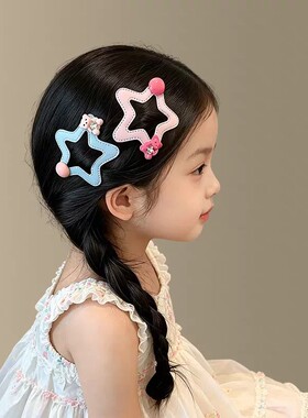 多巴胺可爱小熊星星发夹儿童新款发夹头饰发饰发卡侧边碎发夹女童