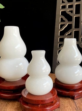 白玉石葫芦摆件福禄平安招财办公室客厅玄关电视装饰礼品天然原石