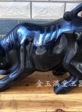 黑曜石黑玉牛办公室客厅摆件