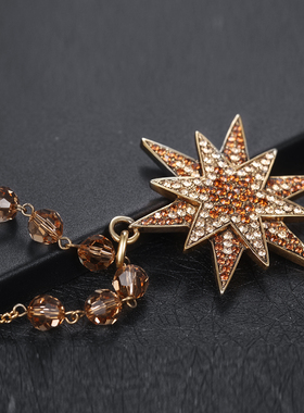 伊泰莲娜气质个性星月吊坠项链女毛衣链逻星辉熠熠轻奢高级感长链