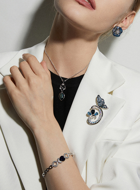 【礼盒包装】伊泰莲娜幽蓝手链女夏蓝色复古典雅手手镯官方正品