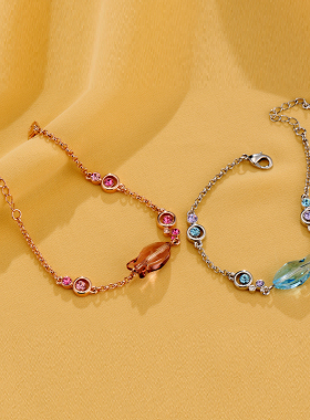 伊泰莲娜合金仿水晶鱼双色女手链