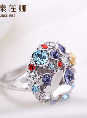 伊泰莲娜饰品女戒指夸张花蝴蝶