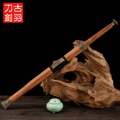 龙泉古羽刀剑花纹钢烧刃八面四灵汉剑青龙玄武镇宅宝剑长剑未开刃 - 图0