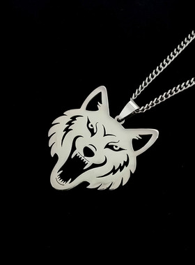不锈钢狼头潮男霸气项链