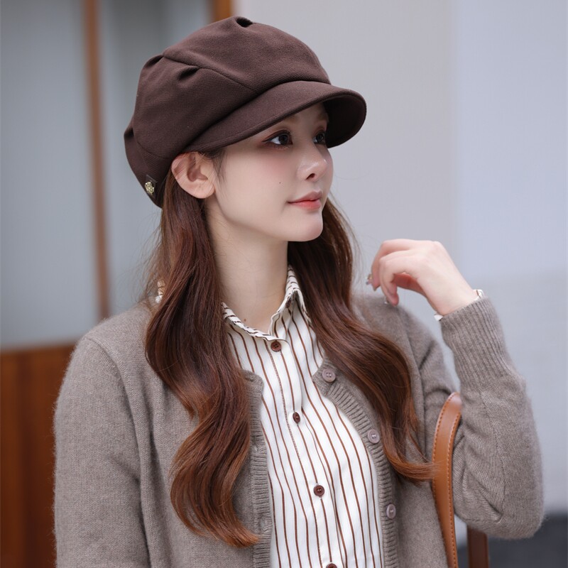 【一帽五戴】新款云朵八角帽子女秋冬毛呢贝雷帽休闲画家帽前进帽