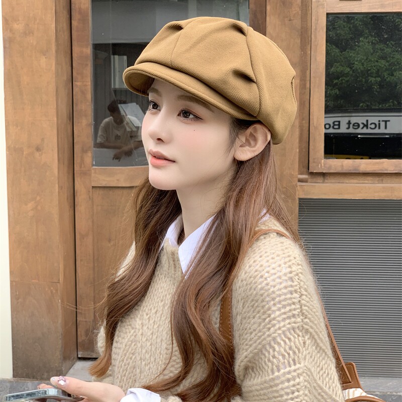 【一帽五戴】新款云朵八角帽子女秋冬毛呢贝雷帽休闲画家帽前进帽