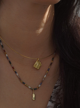 金币项圈/出海.黄水晶琉璃项链 .925银镀金Lotus Mann