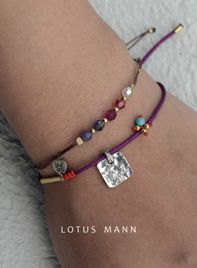 幸运色12星座红绳刻字925纯银手工编织情侣友谊字母手链男女