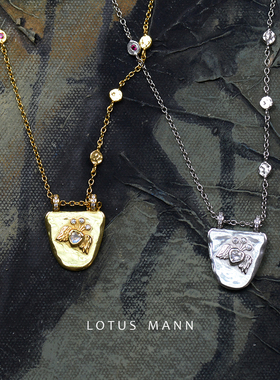 情侣款月光石爱心盾LoveNecklace项链不规则925银镀金护身符