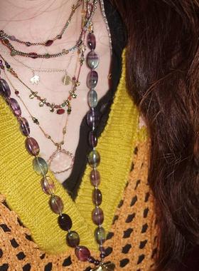 Golden Echoes.贝壳宝石眼 项链.薰衣草紫晶石榴石碧玺