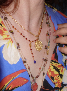 曼陀罗莲花.限量银镀金坦桑石项链吊坠