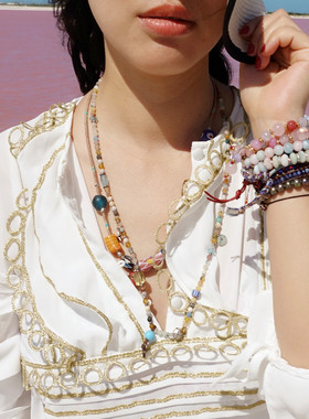 去有风的地方.水漾.水生系多宝托帕石粉晶碧玺澳宝3圈手链项链