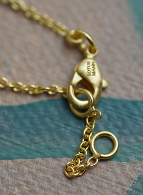 22K金色复古金管.手工肌理镀金项链