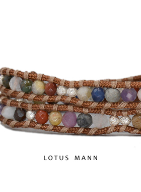 mixstones混色天然石手链银珠