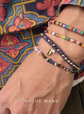 小故事.限量稀有细款迷你非洲贸易珠925银男女手链情侣路塔斯曼