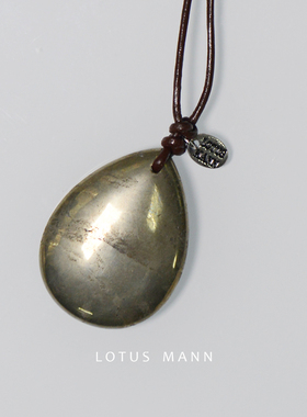 路塔斯曼水滴吊坠棕色皮绳项链