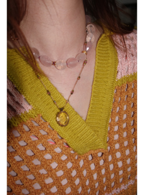 Rose.大额粉晶与红宝粉色系项链