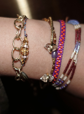 迷你波西米亚拼花两个一组 经典细手链Lotus Mann