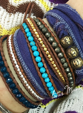 六字真言三珠.褶皱幸运丝带手绳lotus mann