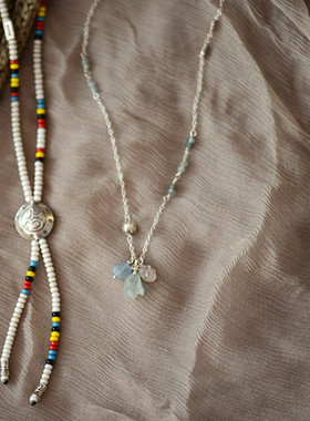 925银拼色贸易珠小众设计毛衣链