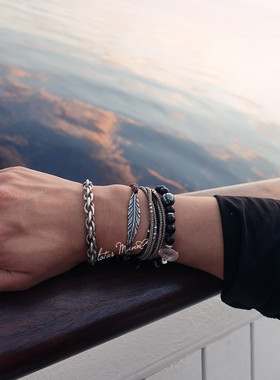 聚能净化.白水晶与磨砂黑玛瑙琉璃珠925银手链Lotus Mann