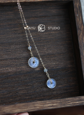 天然月光石双平安扣项链