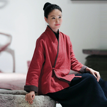 Autumn-winter style Chinese style blouse Chinese style blouse Chinese style Chinese Style Zen tea Costume Tray Button Residence for Improved Handmaid Womens suit