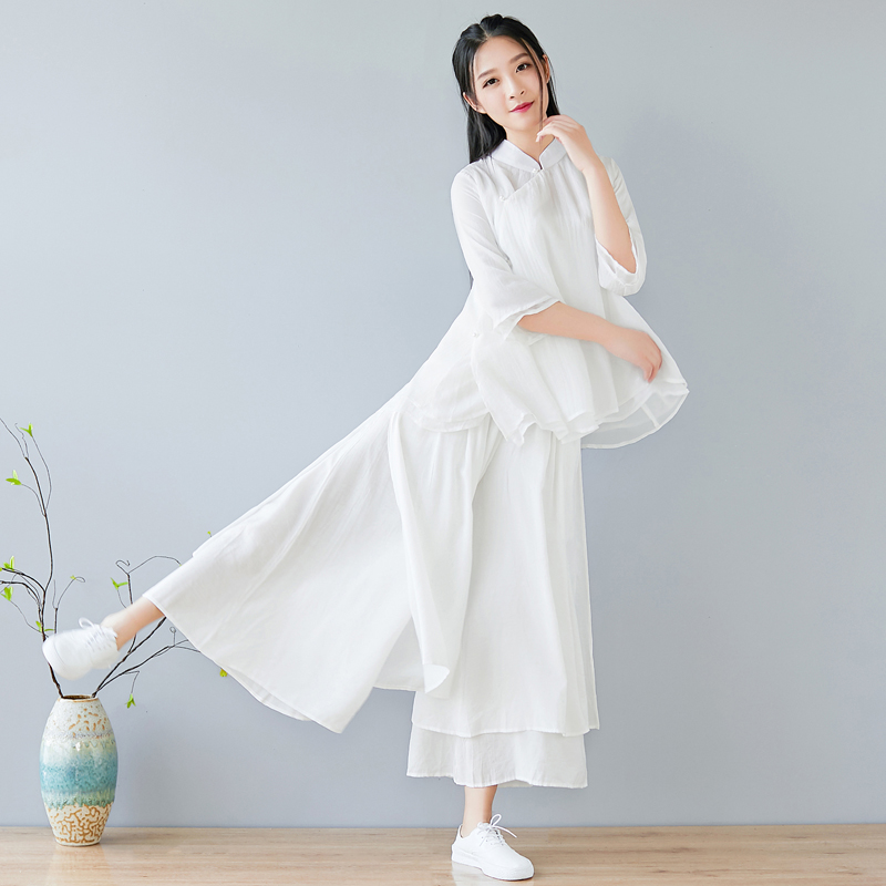 文素   素衣原创复古风中式女装唐装盘扣上衣真丝棉改良汉服文艺复古中国风茶服女禅意夏2
