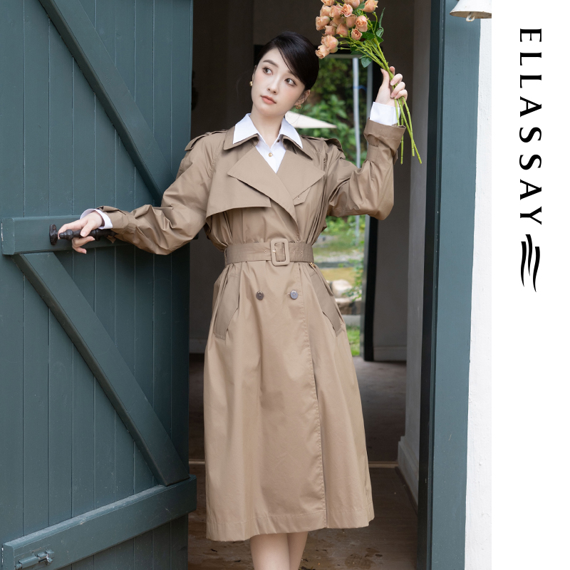 【童瑶同款】ELLASSAY歌力思春夏新款日式纸感长风衣女W-F002-图2