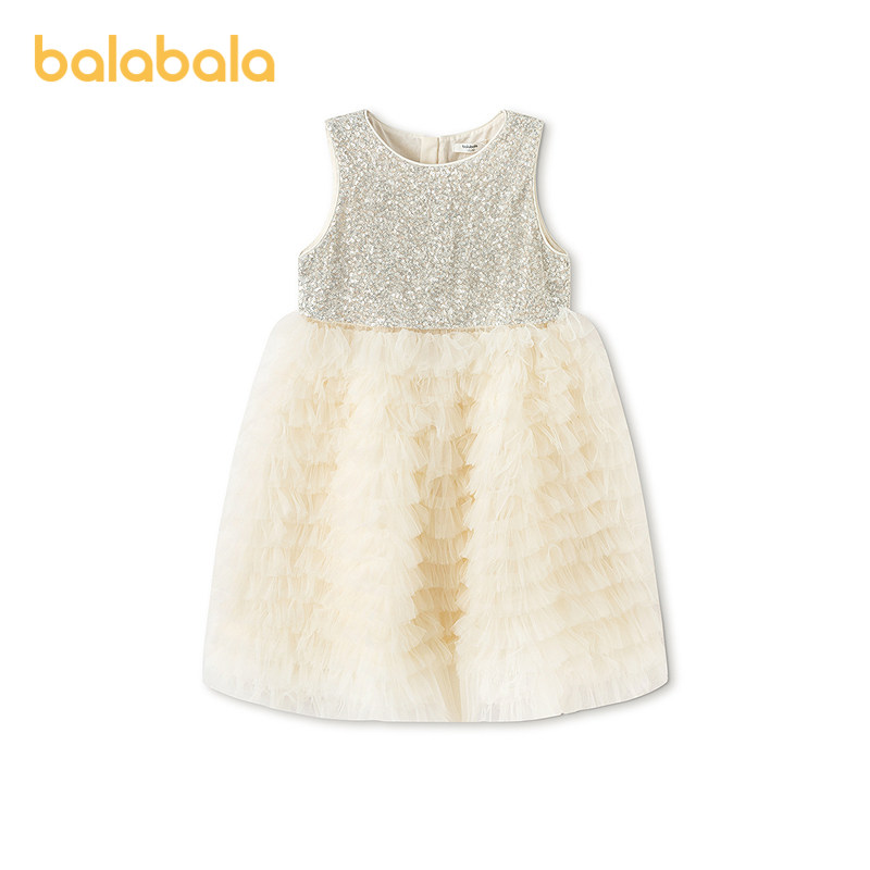 【商场同款】巴拉巴拉儿童连衣裙女童2026新款春装新年网纱蛋糕裙,淘宝优惠券,粉丝福利购,淘宝优惠卷