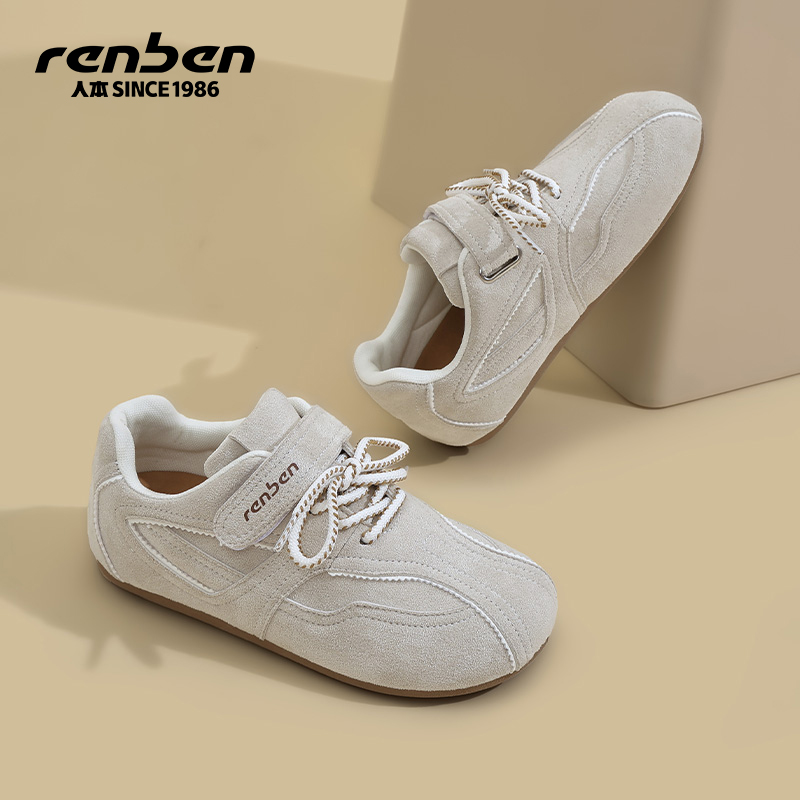 人本德训鞋女款2025秋冬季新款内增高复古软底运动魔术贴学生板鞋 - 图2