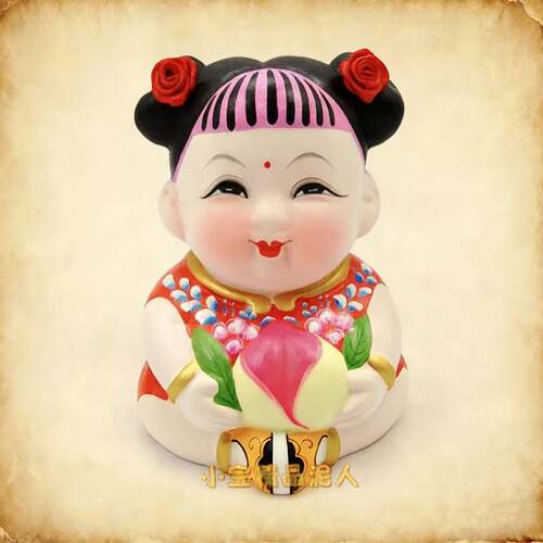 无锡惠山泥人精品泥塑彩塑特色手工艺品仙桃大阿福出国礼品摆件 - 图1