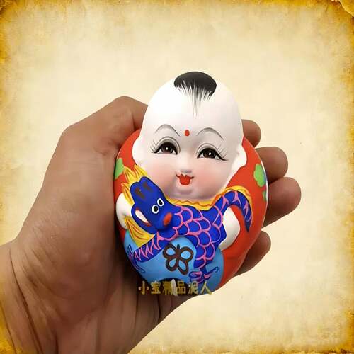 无锡特产惠山泥人阿福龙凤呈祥手工艺中国风礼品送结婚摆件泥娃娃 - 图3
