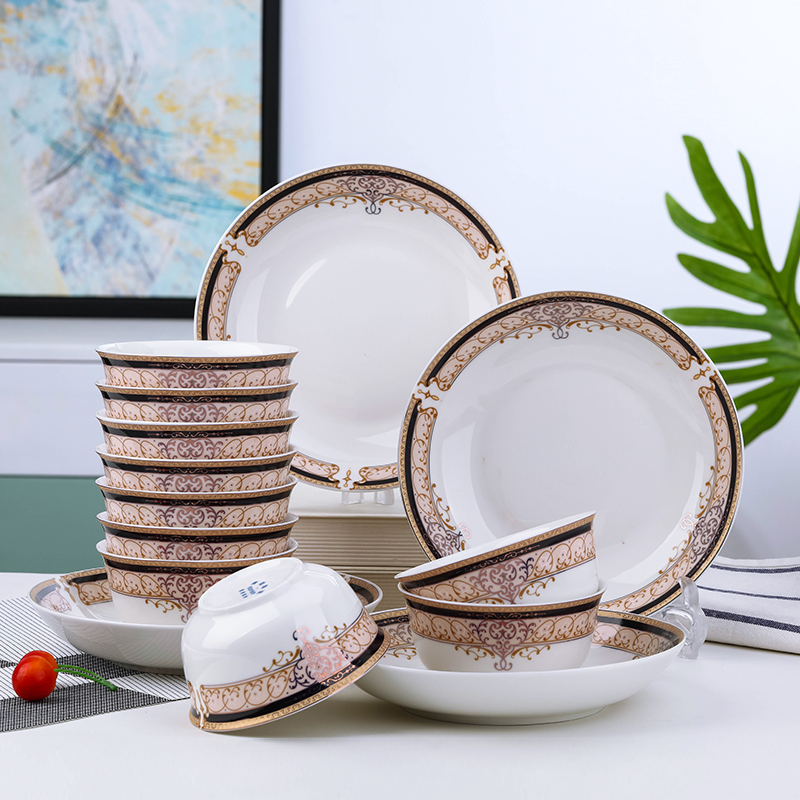 2024新款碗碟套装家用轻奢餐具碗菜盘创意陶瓷碗个性碗筷盘子组合-图1